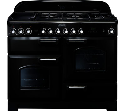 RANGEMASTER  Classic Deluxe 110 Dual Fuel Range Cooker - Black & Chrome